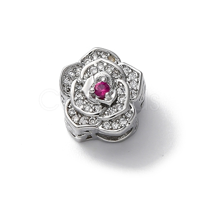 Brass with Cubic Zirconia European Beads KK-D360-32P-1