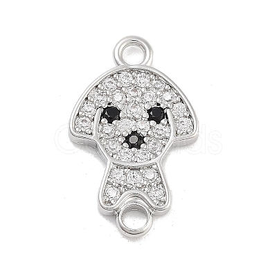 Brass Pave Clear & Black Cubic Zirconia Pet Puppy Connector Charms KK-Z061-01P-02-1