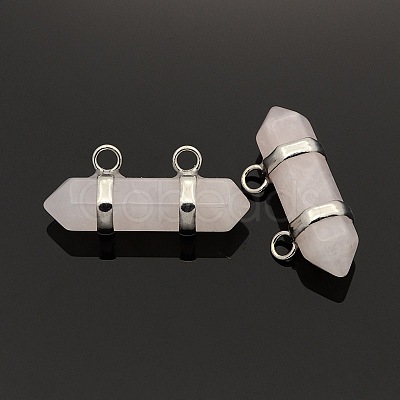 Natural & Synthetic Mixed Stone Hexagon Double Terminated Pointed Pendants G-P053-P28-1