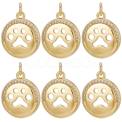 10Pcs Brass Micro Pave Cubic Zirconia Pendants KK-BBC0010-78-1