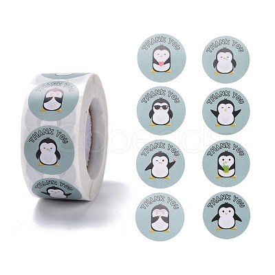 Flat Round Paper Thank You Stickers DIY-C042-12B-1