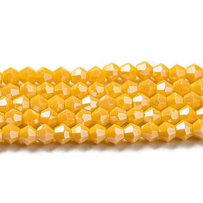 Opaque Solid Color Electroplate Glass Beads Strands GLAA-F029-P4mm-C04-1