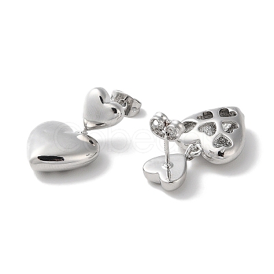 Rack Plating Brass Heart Dangle Stud Earring EJEW-H099-03P-1