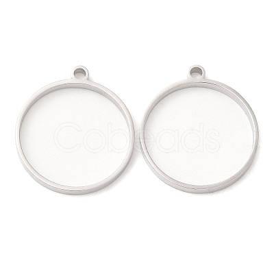 Non-Tarnish 304 Stainless Steel Open Back Bezel Flat Round Pendants LS-STAS-Z040-04B-P-1