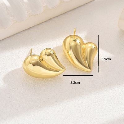 Classic Brass Heart Stud Earrings HN2468-1-1