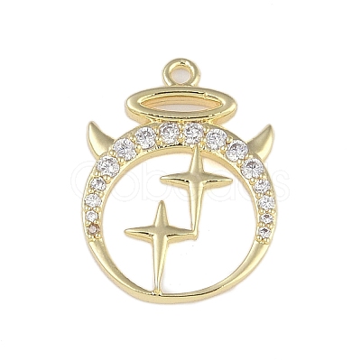 Brass Micro Pave Clear Cubic Zirconia Pendants FIND-B077-02G-02-1