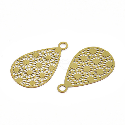 Spray Painted 430 Stainless Steel Filigree Pendants STAS-WH0047-78J-1
