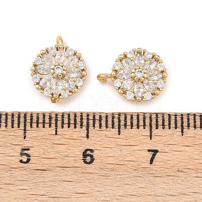 Brass Micro Pave Clear Cubic Zirconia Charms KK-G544-07G-04-1