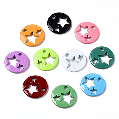 Spray Painted Brass Charms KK-Q252-003-1