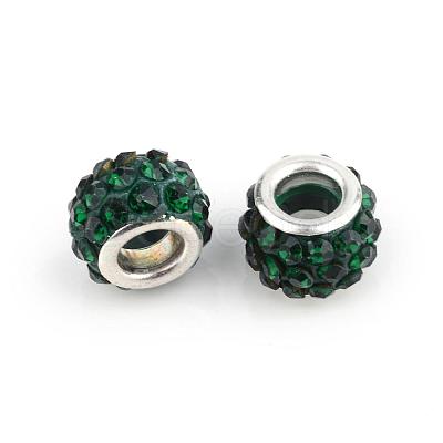 Polymer Clay Rhinestone European Beads CPDL-T001-01-1