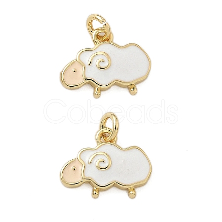 Brass Enamel Charms KK-P325-25G-1