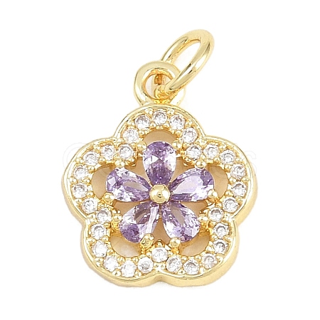 Brass Micro Pave Cubic Zirconia Pendants KK-F938-28G-05-1