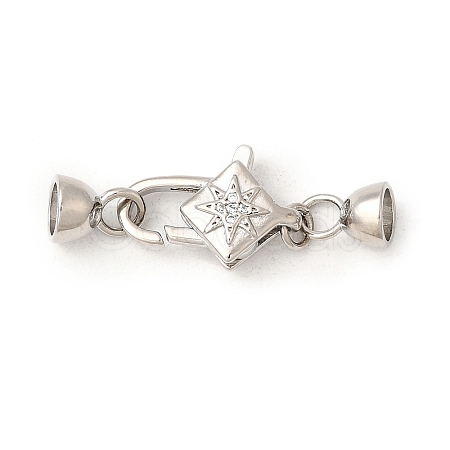 Brass Micro Pave Clear Cubic Zirconia Lobster Claw Clasps KK-U059-53P-1