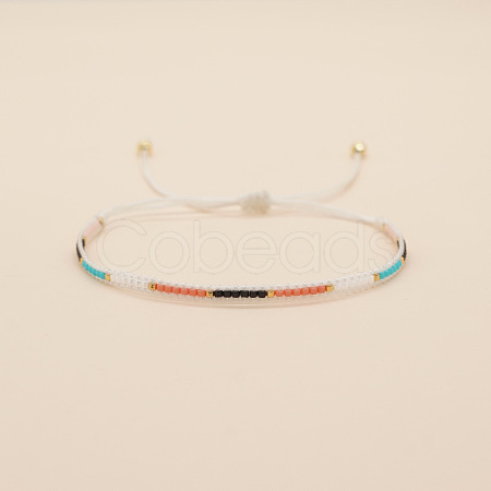 Bohemian Style Glass Seed Beaded Braided Bead Bracelets  for Women DY3905-4-1