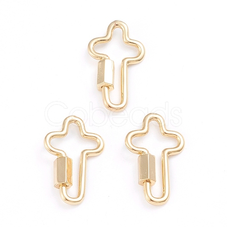 Brass Screw Carabiner Lock Charms X-ZIRC-I041-04G-1