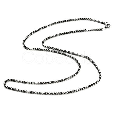 304 Stainless Steel Box Chain Necklace NJEW-D046-02B-1