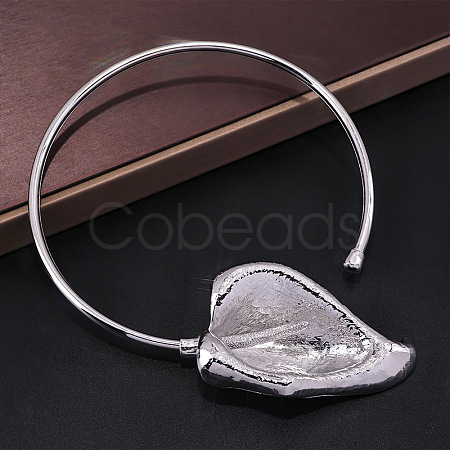 Brass Leaf Cuff Choker Necklaces for Women FS-WG47A02-02-1