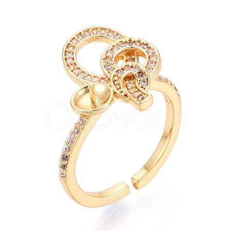 Knot Brass Micro Pave Cubic Zirconia Cup Peg Ring Settings KK-N274-23G-1