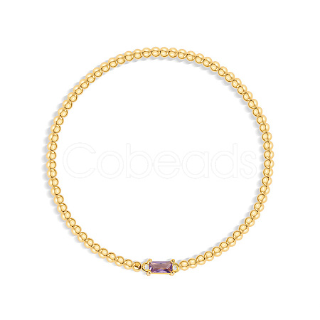Birthstone 304 Stainless Steel Pave Cubic Zirconia Link Bracelets FS-WG4804B-03-1