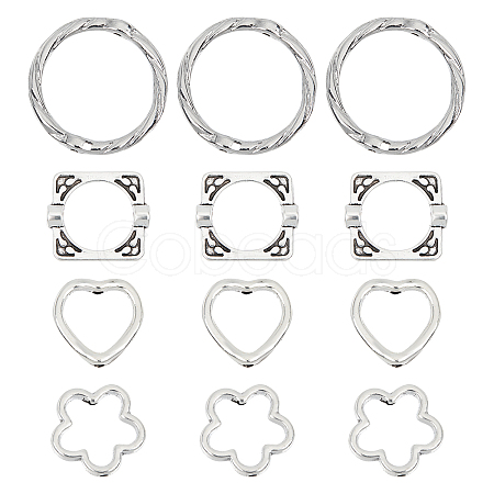 200Pcs 4 Style S Tibetan Style Alloy Bead Frames TIBEB-SC0001-20-1