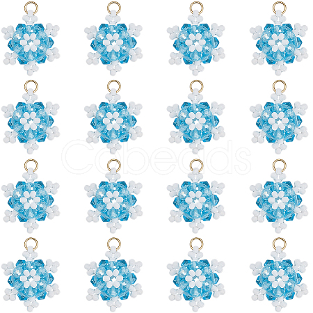 20Pcs Glass Seed Beaded Snowflake Pendants FIND-SC0020-41-1