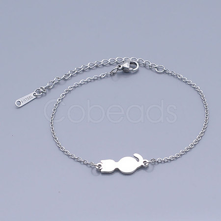 Tarnish Resistant 201 Stainless Steel Kitten Link Bracelets BJEW-T011-JN473-1-1