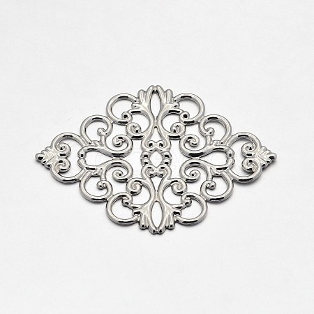 Brass Rhombus Filigree Findings KK-L056-02P-1