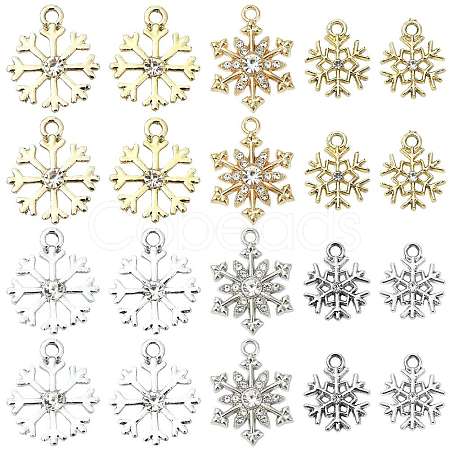 20Pcs 10 Styles Alloy Pave Clear Cubic Zirconia Pendants FIND-FS0005-18-1