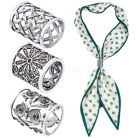 3Pcs 3 Styles Alloy Scarf Clips AJEW-CY0002-62-1