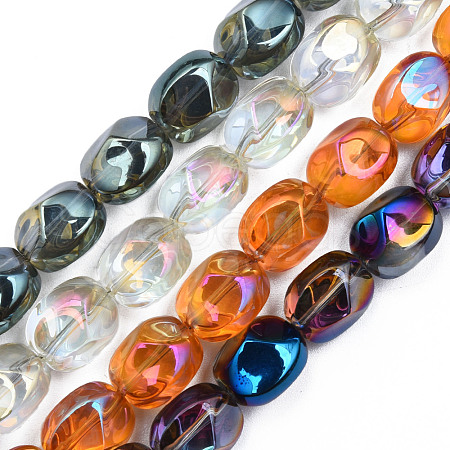 Electroplate Transparent Glass Beads Strands EGLA-N008-016-1