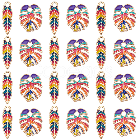 24Pcs 2 Style Alloy Enamel Pendants ENAM-SC0003-90-1