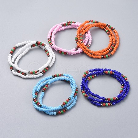 Three Loops Stretch Wrap Bracelets BJEW-JB05018-1