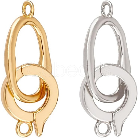 2Pcs 2 Colors 925 Sterling Silver Fold Over Clasps STER-AR0001-03-1