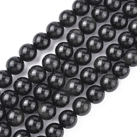 Natural Obsidian Beads Strands G-G099-14mm-24-1