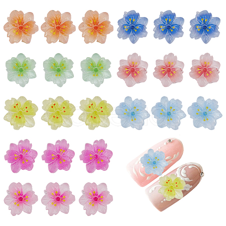 100Pcs Resin Sakura Cabochons MRMJ-ME0001-07-1