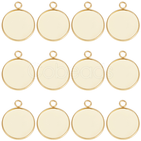 40Pcs 304 Stainless Steel Pendant Cabochon Settings STAS-BBC0006-24B-G-1