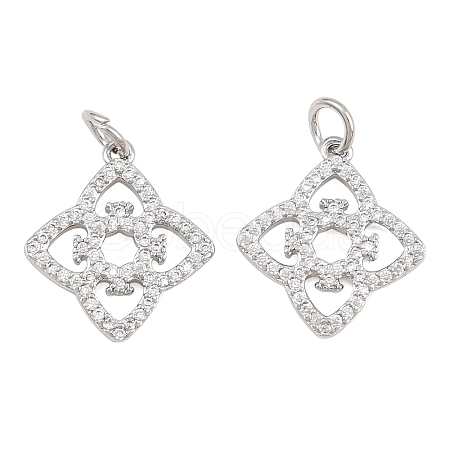 Brass Micro Pave Clear Cubic Zirconia Pendants CU-CBA7BFE-02A-P-1