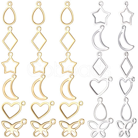 120Pcs 12 Styles 304 Stainless Steel Charms STAS-BBC0009-52-1