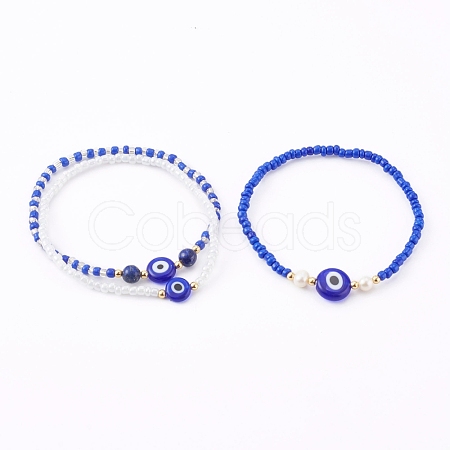 Glass Seed Beaded Stretch Bracelets BJEW-JB05969-02-1