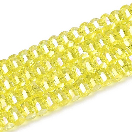 Electroplate Transparent Glass Beads Strands EGLA-N022-09A-B08-1