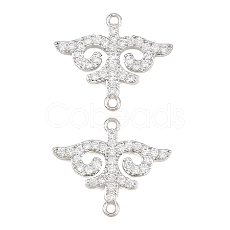 Brass Micro Pave Clear Cubic Zirconia Connector Charms CU-CBA7BFE-03D-P-1