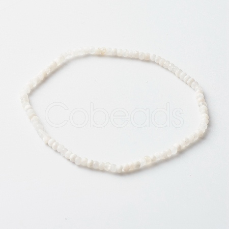 Faceted Rondelle Natural Rainbow Moonstone Beads Stretch Bracelets BJEW-JB06383-06-1