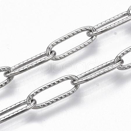Tarnish Resistant 304 Stainless Steel Textured Paperclip Chains CHS-S006-JN954-1-1