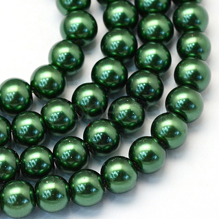 Baking Painted Pearlized Glass Pearl Round Bead Strands X-HY-Q003-6mm-75-1