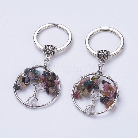 Natural Multicolor Tourmaline Keychain KEYC-E023-03I-1