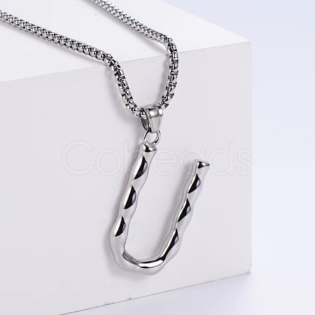 Minimalist chic collarbone necklace with 26 English letters design LW4134-47-1