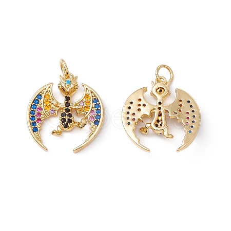 Rack Plating Brass Micro Pave Colorful Cubic Zirconia Pendants ZIRC-C040-48A-G-1