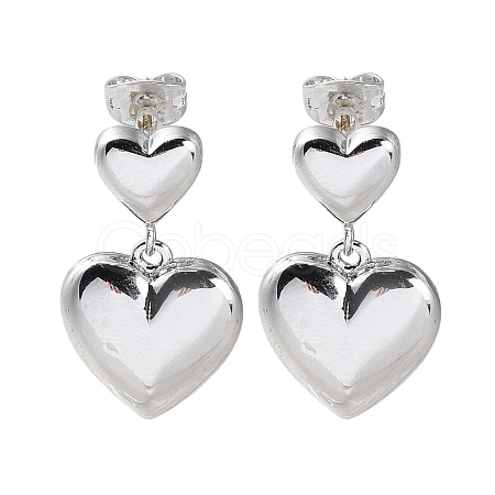 Rack Plating Brass Heart Dangle Stud Earring EJEW-H099-03P-1