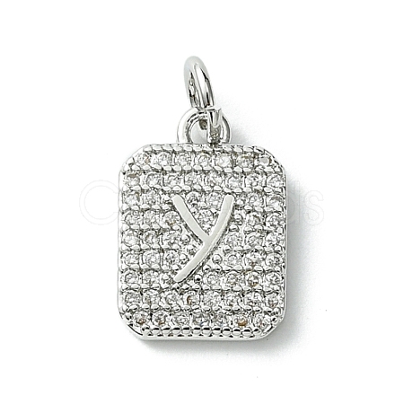 Rack Plating Brass Micro Pave Clear Cubic Zirconia Charms KK-G501-01Y-P-1