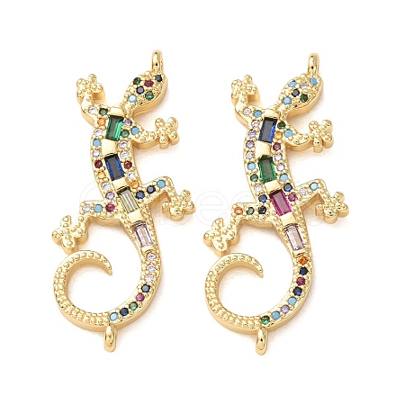 Brass Pave Colorful Cubic Zirconia Connector Charms CU-CBA4579-09G-B-1